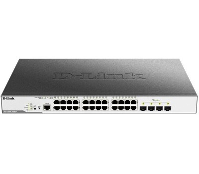 D-LINK SMB D-Link DGS-3000-28XMP/B1A Управляемый L2 коммутатор с 24 портами 10/100/1000Base-T и 4 портами 10GBase-X SFP+ (24 порта PoE 802.3af/at, PoE-бюджет 370 Вт)