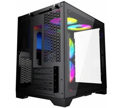 POWERCASE Корпус Корпус Vision Micro, Black, Tempered Glass, 4х 120mm 5-color fan, чёрный, mATX (CVBM-L4) (CVBM-L4) (202896)