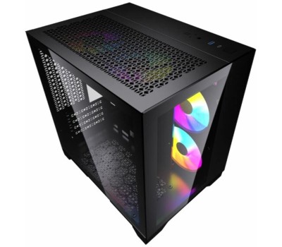 POWERCASE Корпус Корпус Vision Micro, Black, Tempered Glass, 4х 120mm 5-color fan, чёрный, mATX (CVBM-L4) (CVBM-L4) (202896)