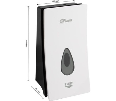 GFmark - Дозатор жидкого МЫЛА, универсальный, пластиковый, БЕЛЫЙ, с глазком - капля, 400 мл 641