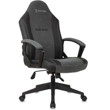 кресло ZOMBIE Кресло игровое Hero, на колесиках, ткань/экокожа, серый