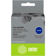 Картридж CACTUS Картридж CS-LK6YBP, LK-6YBP, 24мм, черный шрифт, желтый фон, 9м ( CS-LK6YBP
