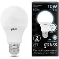 GAUSS Лампа LED E27, груша, 10Вт, 102502210-M, 10 шт
