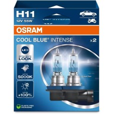 Лампа галогенная OSRAM Автолампа галогенная Н11 (55W PGJ19-25 +100%) COOL BLUE INTENSE (евробокс, 2шт) 5000K 12V