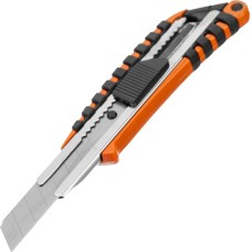 SPARTA Нож, 18 мм, выдвижное лезвие, металлическая направляющая, металлический двухкомпонентный корпус 78982