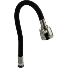 САНАКС - Излив к смесителю на кухню, ГИБКИЙ с большим двухрежимным аэратором, из нержавеющей стали, в силиконовой оболочке, БЕЗ ГАЙКИ, цвет ЧЕРНЫЙ. 10718