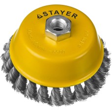 STAYER 120 мм, жгутированная стальная проволока 0.5 мм, чашечная щетка-крацовка для УШМ, Professional (35128-120)