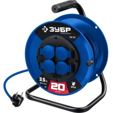 ЗУБР ПВС-315, ПВС, 3 x 1.5 мм2, 20 м, 3500 Вт, IP44, силовой удлинитель на катушке, Профессионал (55081-20)