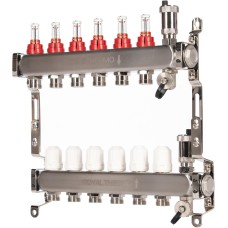 Сантехническая арматура ROYAL THERMO Коллектор нерж. в сборе с расходомерами 1