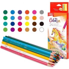 DELI Карандаши цв. EC132-24 ColoRun трехгран. дерево 24цв. кор.европод