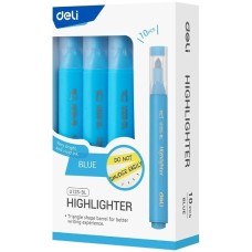 DELI Текстовыделитель EU12S-BL скошенный пиш. наконечник 1-5мм голубой коробка картонная