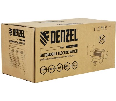 Лебедка автомобильная DENZEL Лебедка автомобильная электрическая LB- 3000, 3,6 т, 3,4 кВт, 12 В 52023