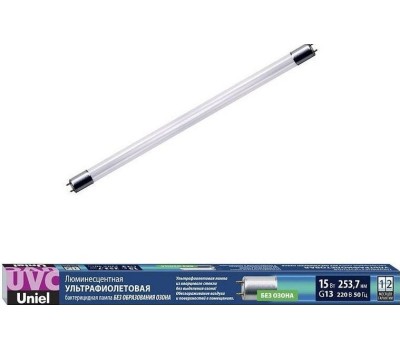 Лампа ультрафиолетовая бактерицидная UNIEL (UL-00007275) EFL-T8-15/UVCB/G13/CL