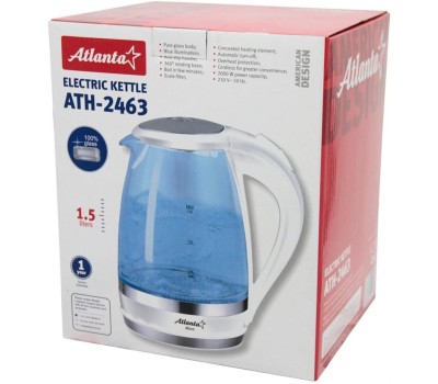 Чайник электрический ATLANTA ATH-2463 стекло белый