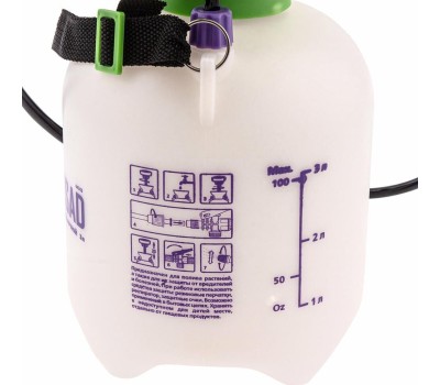 Опрыскиватель PALISAD Опрыскиватель 3 л, ручной, с горловиной, насосом, шлангом, разбрызгивателем 64743