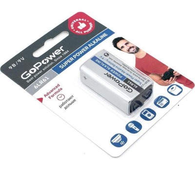 Элементы питания GOPOWER (00-00017863) 6LR61 BL1 ALKALINE 9V (1/10/240) Крона