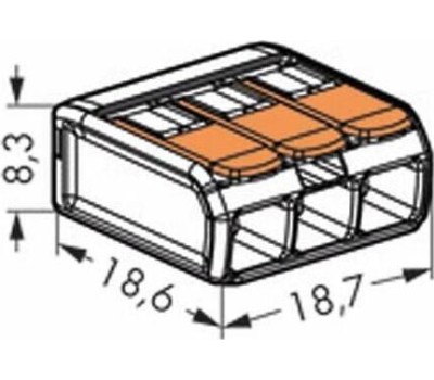 Электроустановочные изделия WAGO (07-5163-05) СЕРИЯ 221-413 УНИВЕРСАЛЬНАЯ 3-Х ПРОВОДНАЯ КЛЕММА