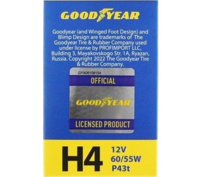 Лампа галогенная GOODYEAR GY014120 лампа галогенная автомобильная Н4 12V 60/55W P43t