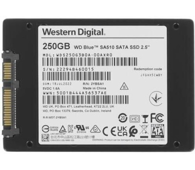 Жесткий диск WESTERN DIGITAL SSD жесткий диск SATA2.5 250GB BLUE SA510 WDS250G3B0A WDC