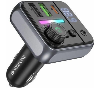 Трансмиттер BOROFONE (6941991115257) BC50 FM-трансмиттер+АЗУ 2USB+1Type-C PD20W+QC3.0 , Black