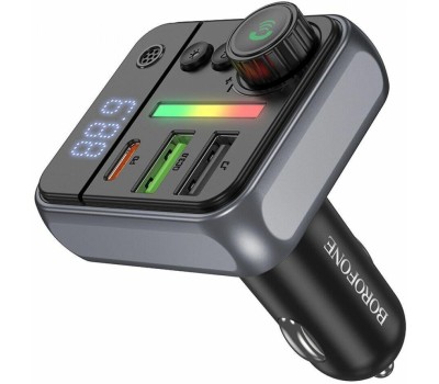 Трансмиттер BOROFONE (6941991115257) BC50 FM-трансмиттер+АЗУ 2USB+1Type-C PD20W+QC3.0 , Black