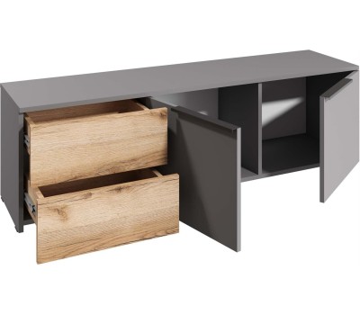 Модульная мебель МЕБЕЛЬ-КОМПЛЕКС ЙОРК Тумба под ТВ комбинированная Серый шифер/Дуб Делано