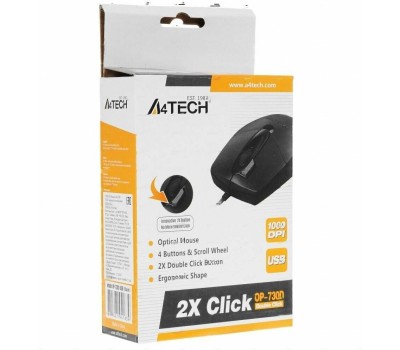 Мышь A4TECH Мышь OP-730D черный оптическая 1200dpi USB 4but