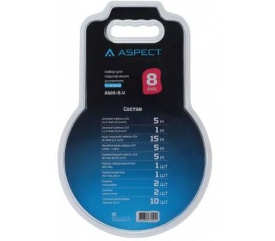 Комплект проводов ASPECT AWK-8.4 для 4-кан. усилителя, омедненный алюминий (ССА), 8AWG, 4RCA-4RCA