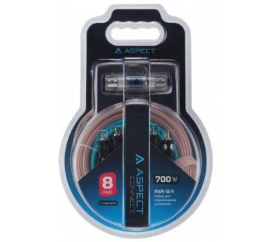 Комплект проводов ASPECT AWK-8.4 для 4-кан. усилителя, омедненный алюминий (ССА), 8AWG, 4RCA-4RCA