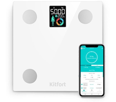 Весы напольные KITFORT Напольные весы КТ-838, до 180кг, цвет: белый