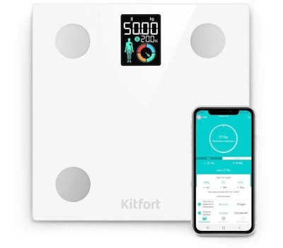 Весы напольные KITFORT Напольные весы КТ-838, до 180кг, цвет: белый