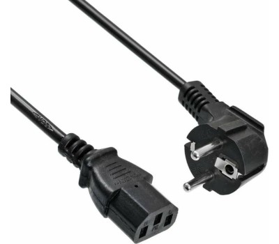 Кабель BURO Кабель питания BU-PCAB-ZP, IEC C13 (прямой) - Евровилка (угловой), 3x0.75 мм2, 1.8м, пакет, черный