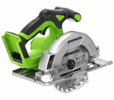 Дисковая пила Greenworks GD24CS165 Дисковая пила 24 V, бесщеточная, 165х20мм, 4800 об/мин, рез 57мм, без АКБ и ЗУ [1501607]