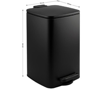 САНАКС - Ведро из нержавеющей стали, с педалью, квадратное, 8 литров, крышка микролифт, цвет ЧЁРНЫЙ. 10828