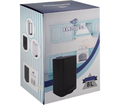 САНАКС - Ведро из нержавеющей стали, с педалью, квадратное, 8 литров, крышка микролифт, цвет ЧЁРНЫЙ. 10828