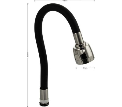 САНАКС - Излив к смесителю на кухню, ГИБКИЙ с большим двухрежимным аэратором, из нержавеющей стали, в силиконовой оболочке, БЕЗ ГАЙКИ, цвет ЧЕРНЫЙ. 10718