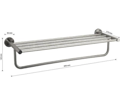 GFmark - Полка для полотенца с опорой, большая, из нержавеющей стали, с круглыми основаниями, цвет САТИН. 80142