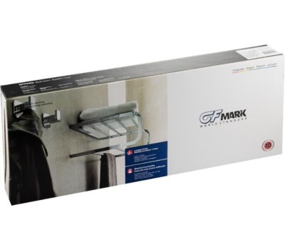 GFmark - Полка для полотенца с опорой, большая, из нержавеющей стали, с круглыми основаниями, цвет САТИН. 80142