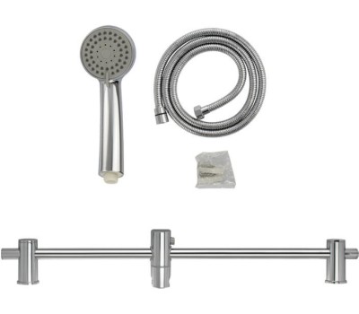 МАГНУС - Стойка душевая, с душевым шлангом и лейкой, с нажимным фиксатором, из нержавеющей стали марки 304, цвет ХРОМ. 9288