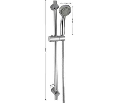 МАГНУС - Стойка душевая, с душевым шлангом и лейкой, с нажимным фиксатором, из нержавеющей стали марки 304, цвет ХРОМ. 9288