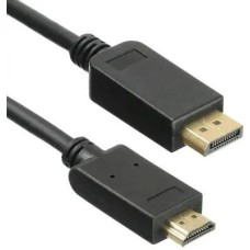 KINGPRICE Кабель KP-DP1.2-HD2.0-1.5m, DisplayPort (m) (прямой) - HDMI (m) (прямой), GOLD , круглое, 1.5м, черный