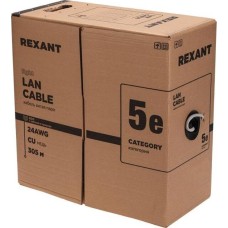 REXANT Кабель витая пара F/UTP, CAT 5е, PVC, 4PR, 24AWG, INDOOR, SOLID, серый, 305м, серия LIGHT, РФ