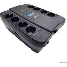 PowerCom Spider SPD-900U LCD USB ИБП {Line-Interactive, 900VA / 540W, 8xEURO: 4 с резервным питанием, 4 с фильтрацией, USB/USB-порт зарядки 2.4 А} (1456263)