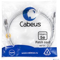 Cabeus PC-FTP-RJ45-Cat.5e-2m-LSZH Патч-корд F/UTP, категория 5е, 2xRJ45/8p8c, экранированный, серый, LSZH, 2м
