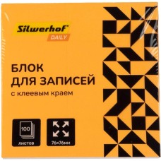 SILWERHOF Блок самоклеящийся бумажный Daily 76x76мм 100лист. 75г/м2 неон оранжевый