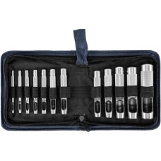 СИБРТЕХ Набор пробойников для кожи 3 4 5 6 7 8 9 10 12 14 16 19 мм, 12 шт, чехол 18312