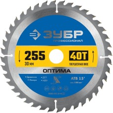ЗУБР Оптима, 255 x 30 мм, 40Т, пильный диск по дереву, Профессионал (36903-255-30-40)