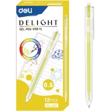 DELI Ручка гелев. ght EG118-YL прозрачный жел. черн. линия 0.5мм