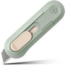 DELI Нож канцелярский NS065green шир.лез.12мм выдвижное лезвие пластик зеленый блистер