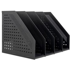 DELI Лоток вертикальный 78996DK-GREY 4отд. складной A4 332x256x243мм темно-серый пластик